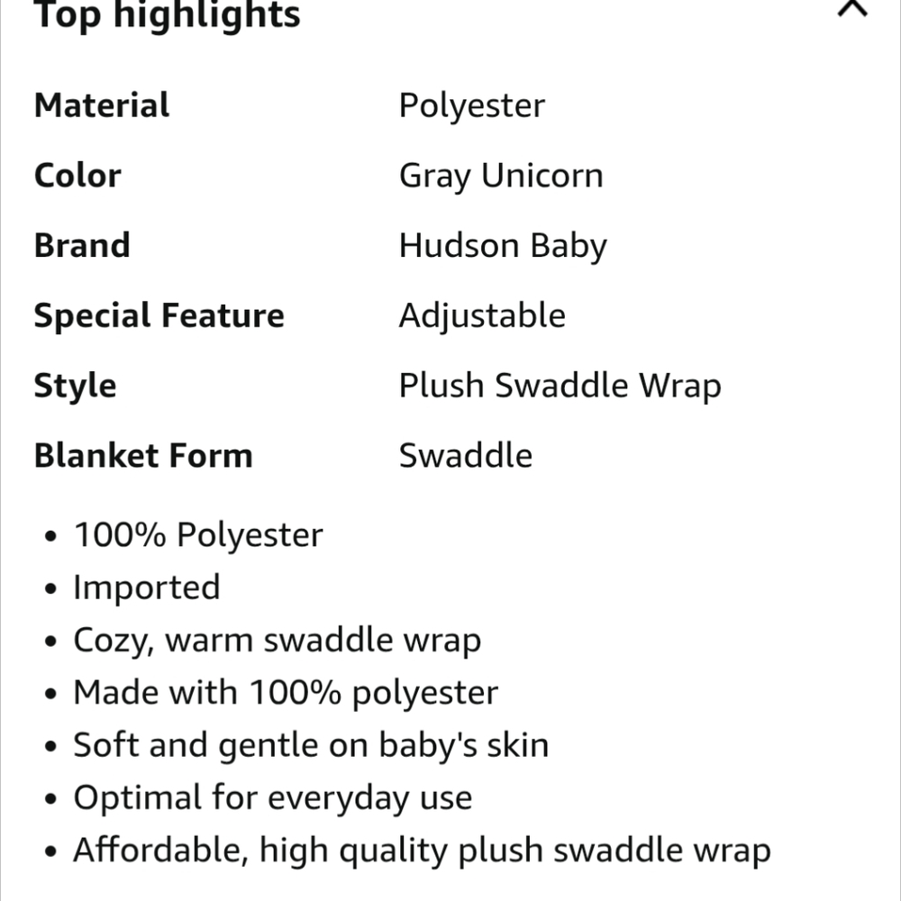 ~Hudson Baby Unicorn Swaddle Wrap 0-3 Months New Without Tags - Picture 2 of 6